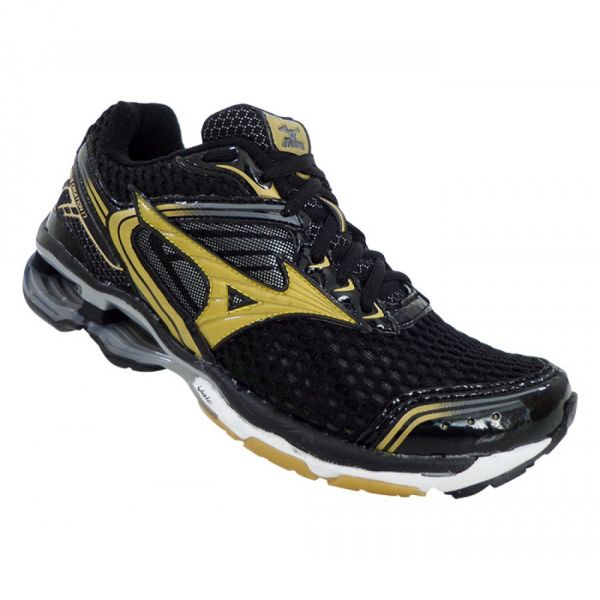 Tênis Mizuno Wave Creation 17 Preto e Dourado