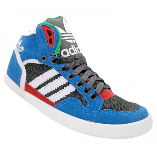 Tênis Adidas Extaball Cano Médio Azul e Vermelho