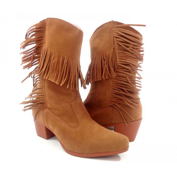 Bota Feminina Franja Caramelo